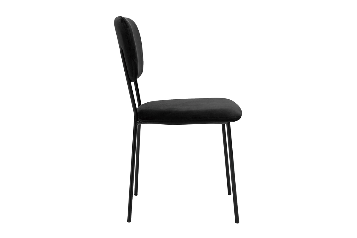 Sedie design in velluto nero e struttura in metallo nero (set di 2) LEPIDUS