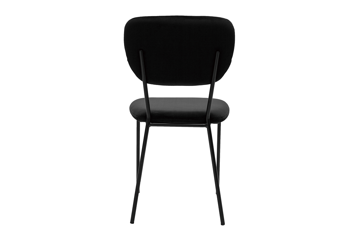 Sedie design in velluto nero e struttura in metallo nero (set di 2) LEPIDUS