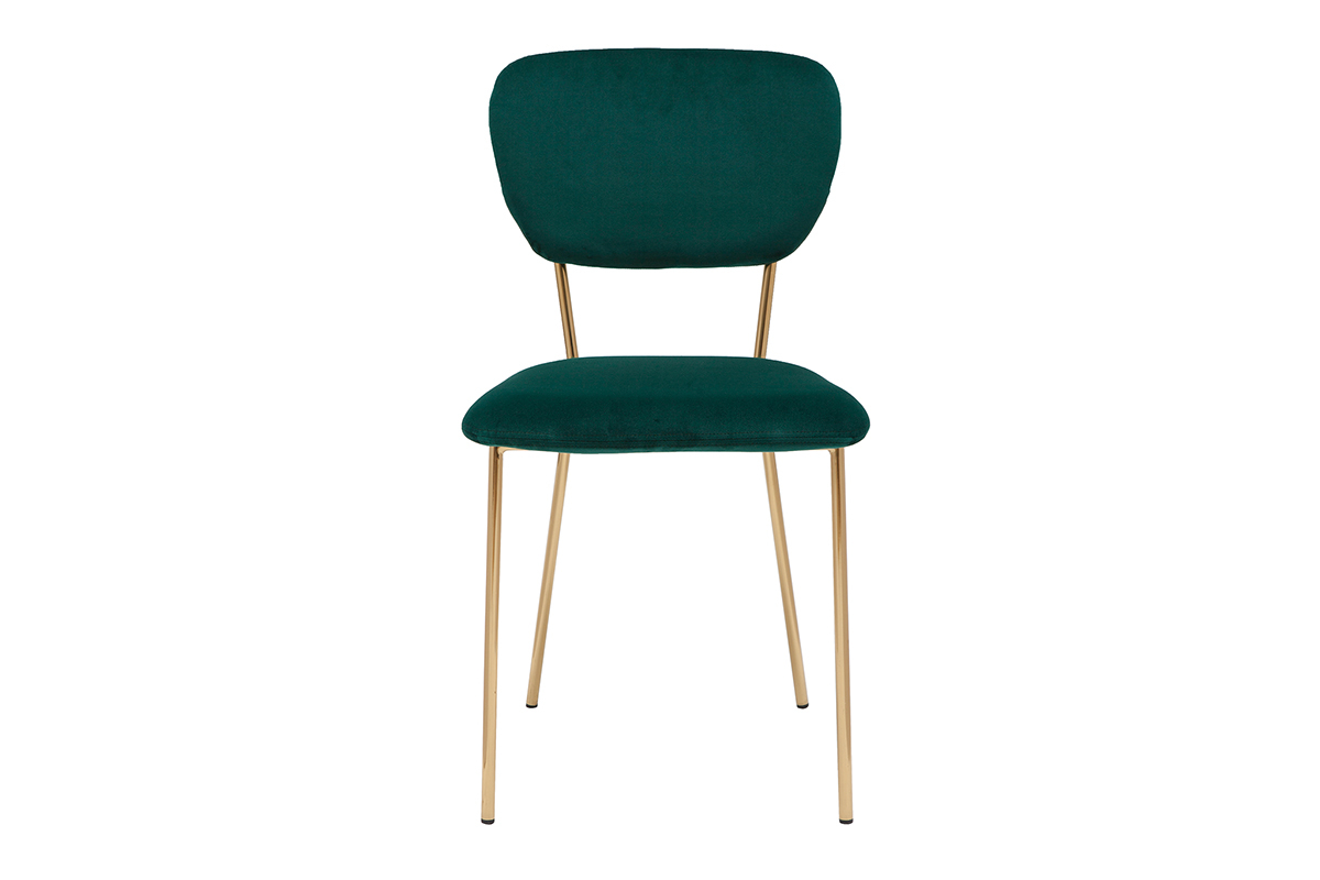 Sedie design in velluto verde scuro e metallo dorato (set di 2) LEPIDUS