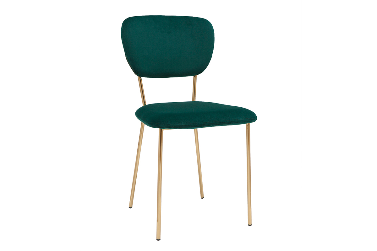 Sedie design in velluto verde scuro e metallo dorato (set di 2) LEPIDUS