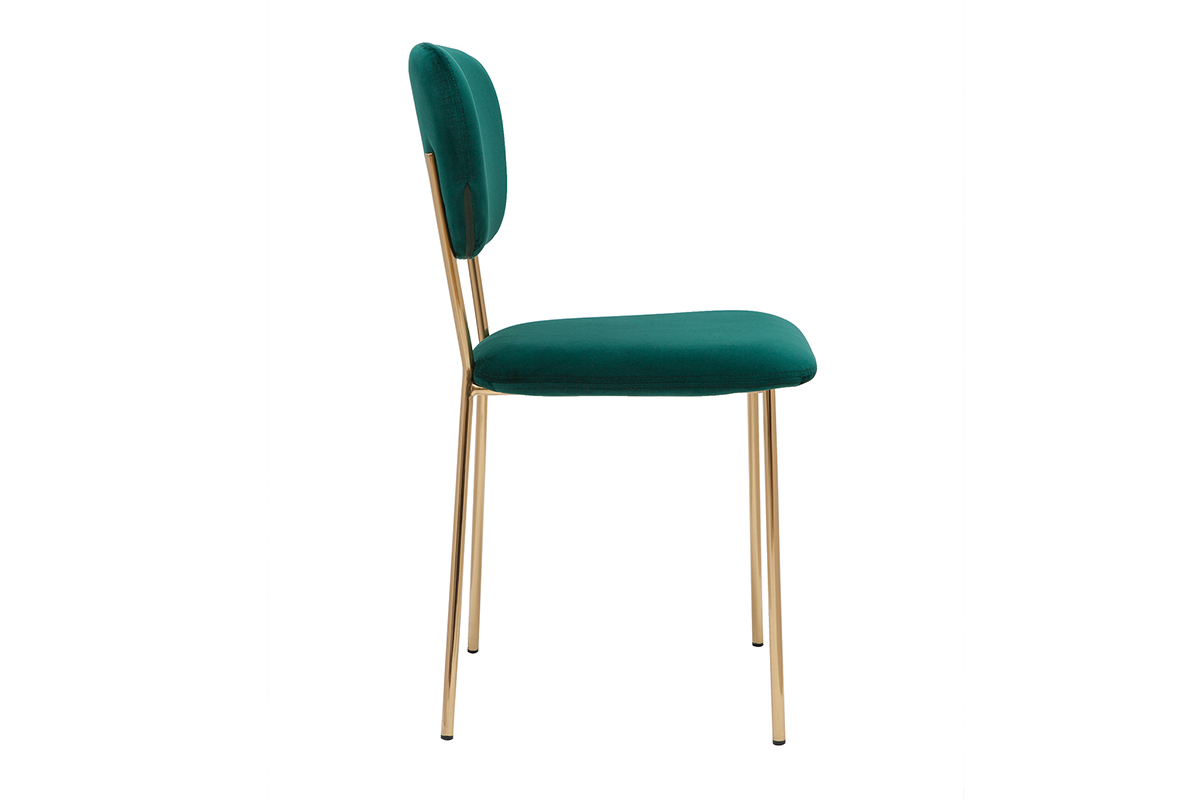 Sedie design in velluto verde scuro e metallo dorato (set di 2) LEPIDUS