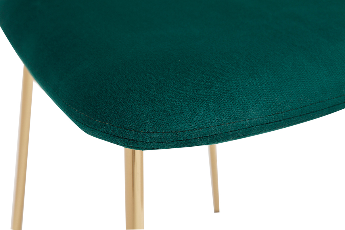 Sedie design in velluto verde scuro e metallo dorato (set di 2) LEPIDUS