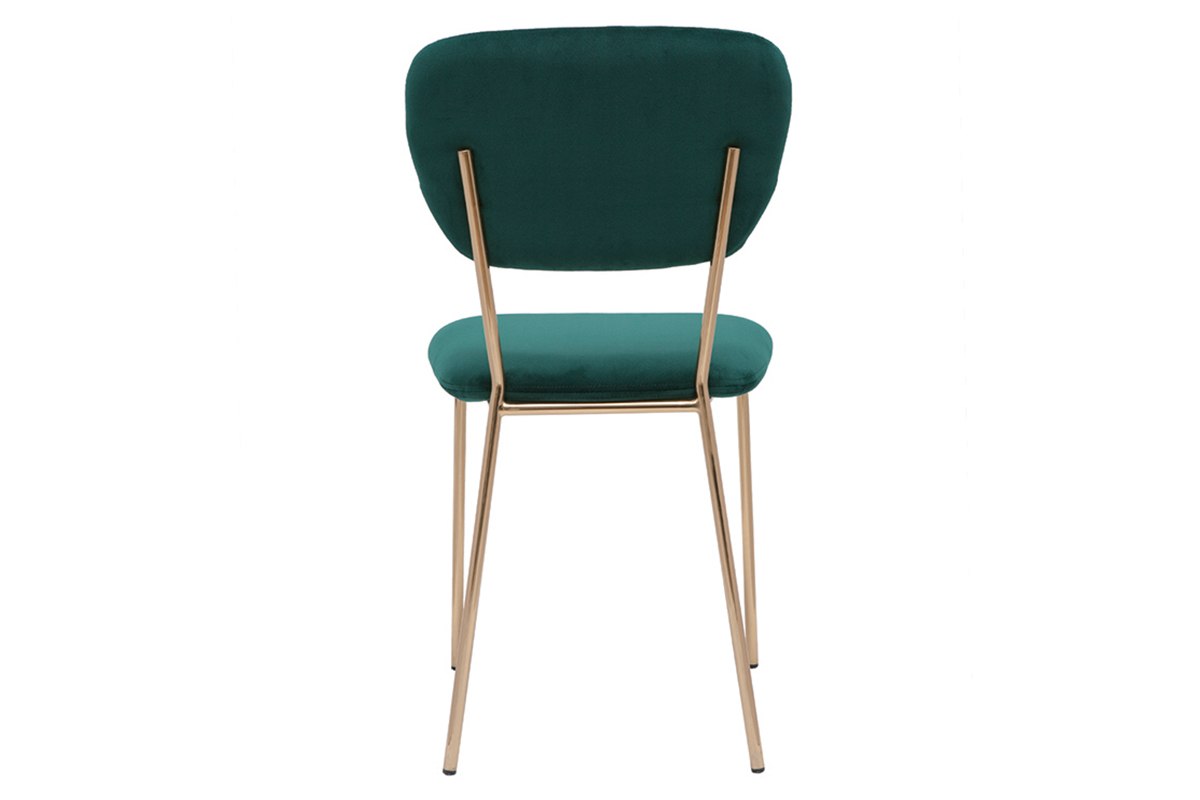 Sedie design in velluto verde scuro e metallo dorato (set di 2) LEPIDUS
