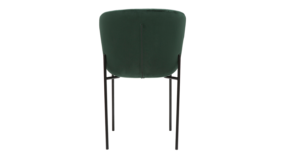 Sedie design in velluto verde scuro e metallo nero (set di 2) SAIGA