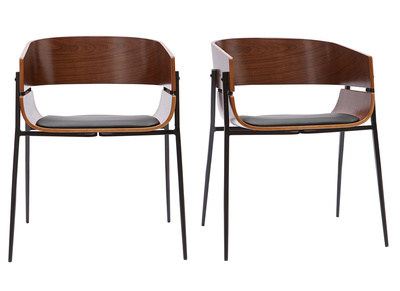 Sedie design legno scuro e metallo nero (set di 2) WESS