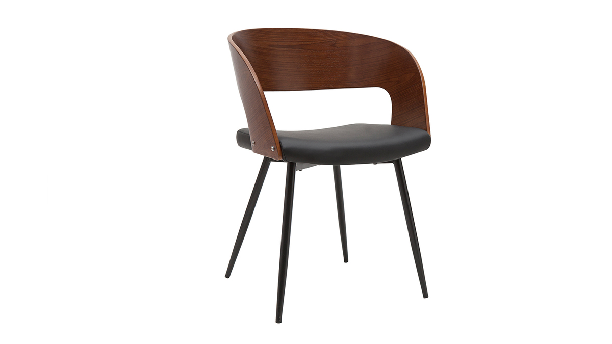 Sedia design nero e legno scuro WESS - Miliboo