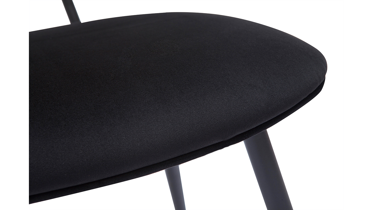 Sedie design nere in tessuto velluto, metallo e motivo a intreccio rattan naturale (set di 2) TOLMA