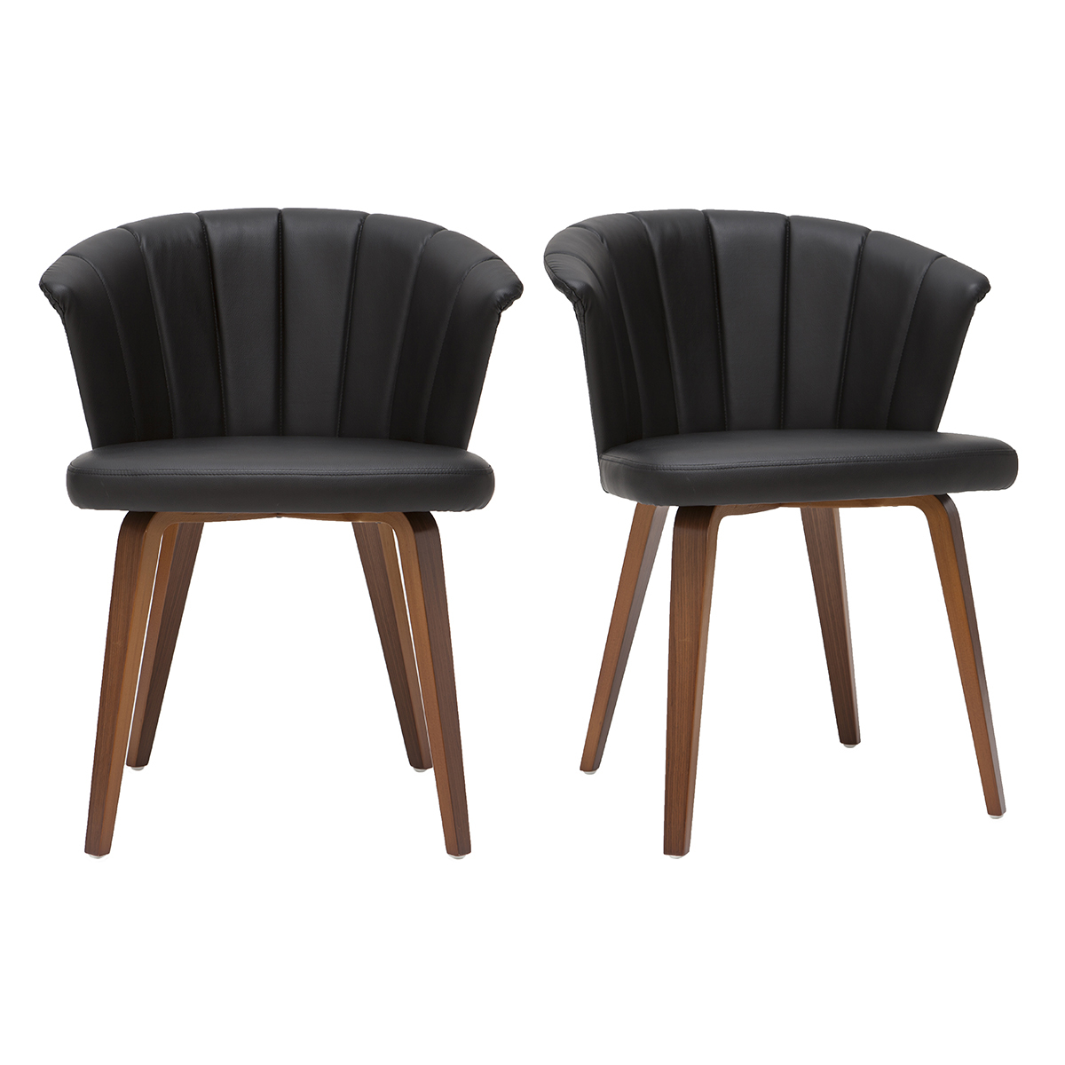 Sedie design nero e legno scuro noce (set di 2) ALBIN