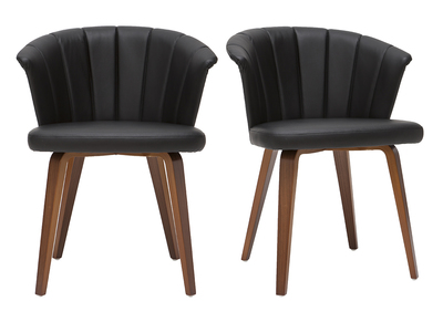 Sedie design nero e legno scuro noce (set di 2) ALBIN
