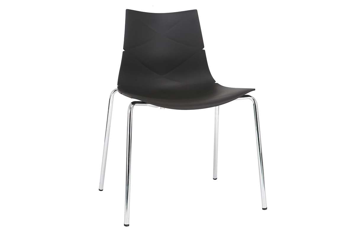 Sedie design Nero impilabili con motivo grafico e piedi in metallo - lotto di 2 GUSTO
