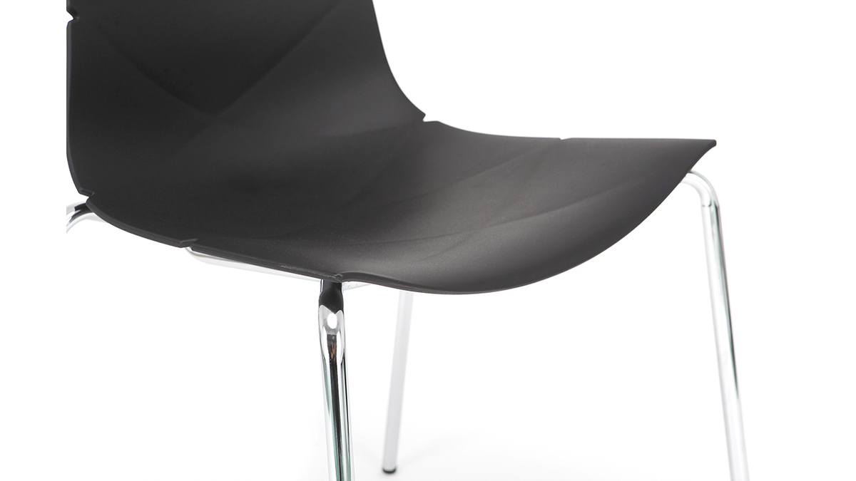 Sedie design Nero impilabili con motivo grafico e piedi in metallo - lotto di 2 GUSTO