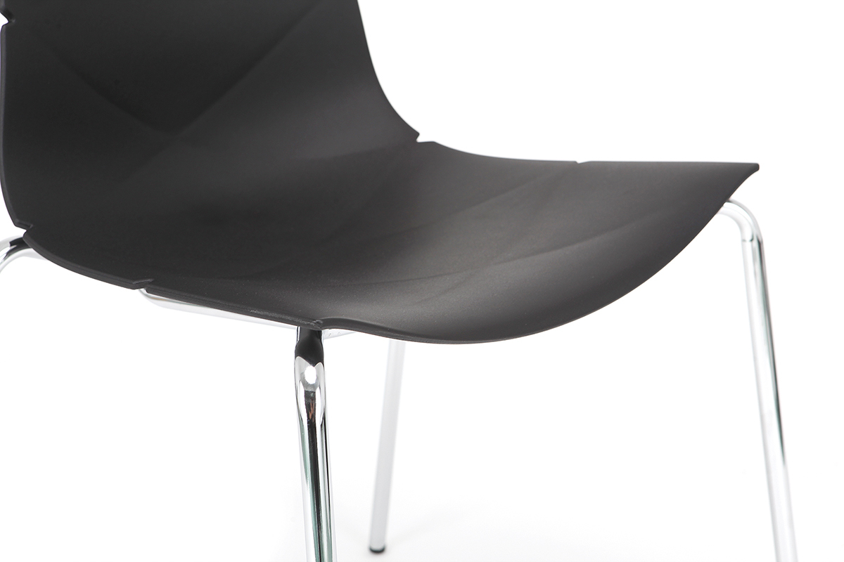 Sedie design Nero impilabili con motivo grafico e piedi in metallo - lotto di 2 GUSTO