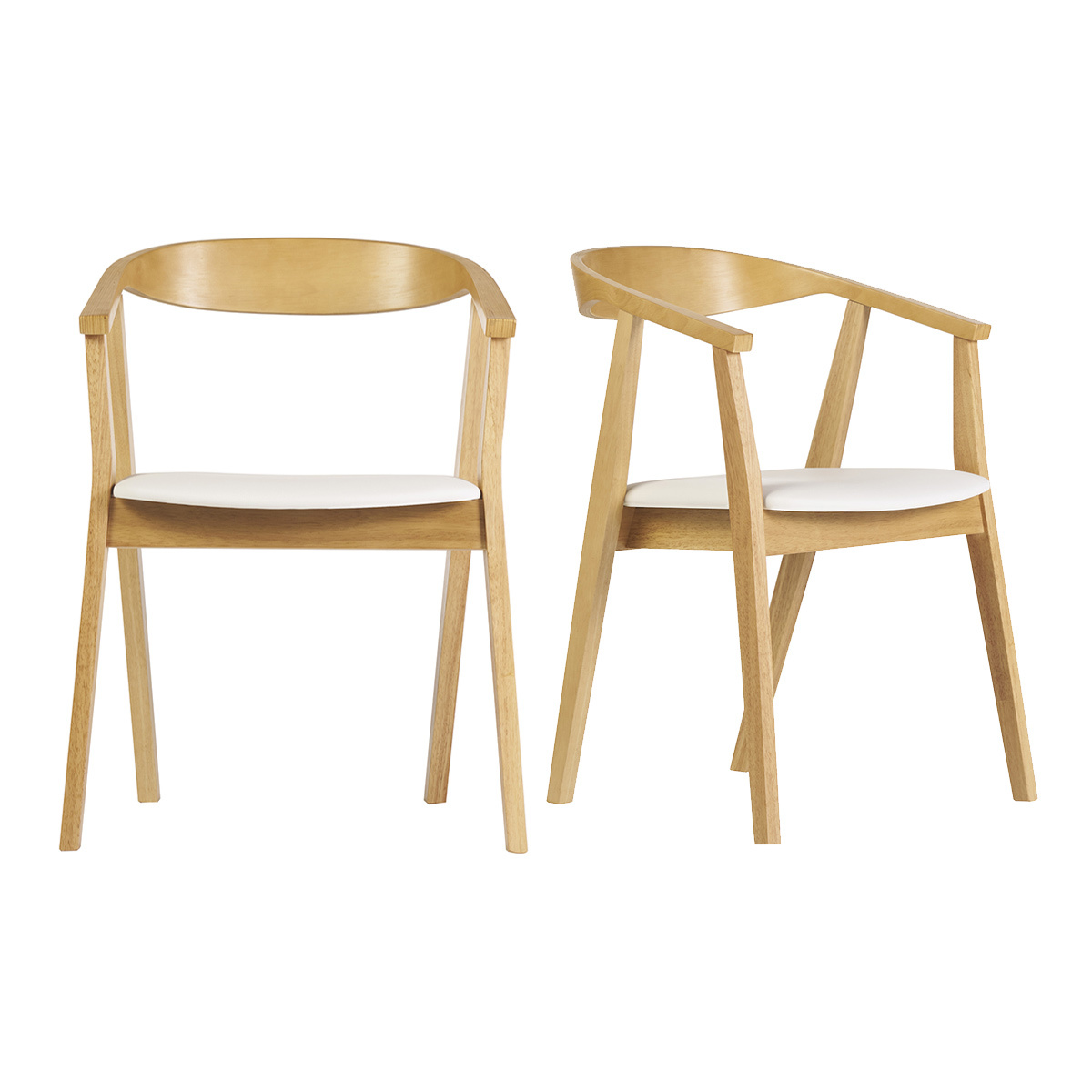 Sedie design scandinave bianche e legno chiaro (set di 2) BAHIA