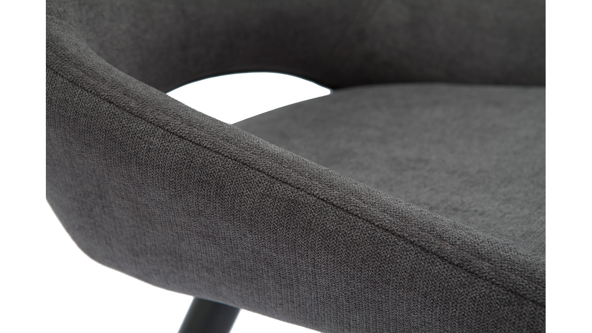 Sedie design tessuto effetto velluto grigio scuro e metallo nero (set di 2) BODEGA