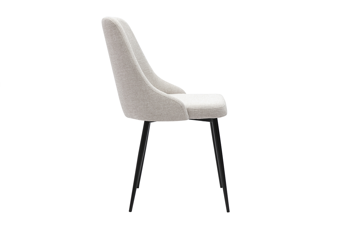 Sedie design tessuto effetto velluto naturale e metallo nero (set di 2) CULT