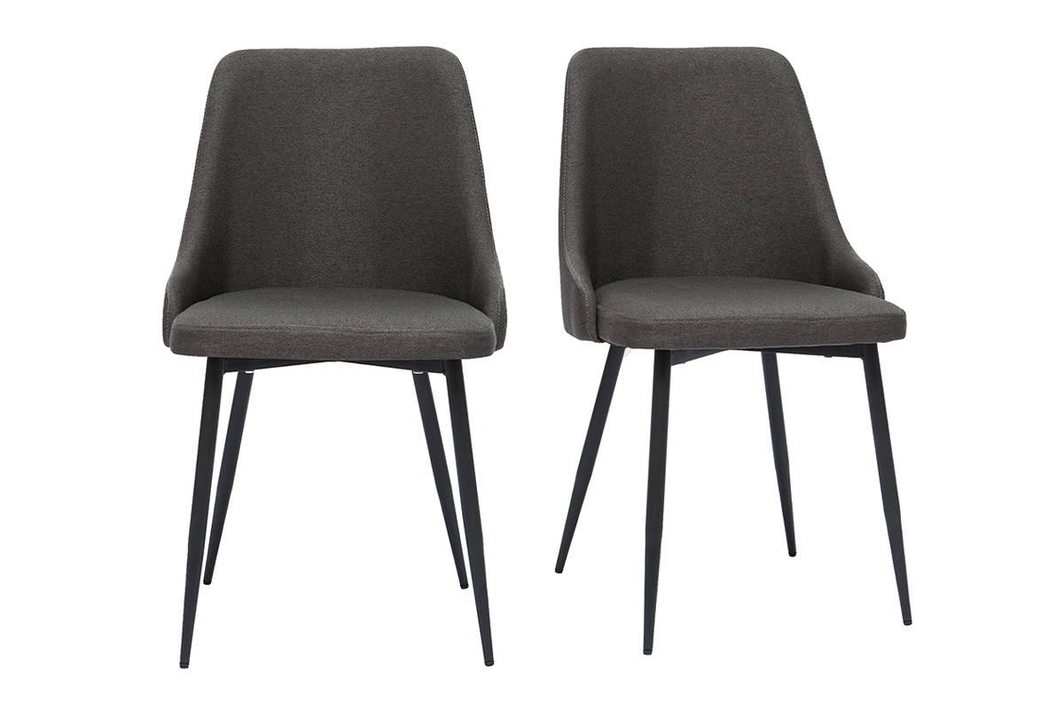 Sedie design tessuto grigio scuro e metallo nero (set di 2) CULT