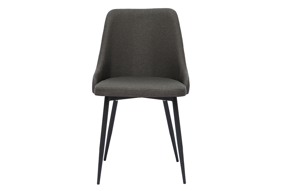 Sedie design tessuto grigio scuro e metallo nero (set di 2) CULT
