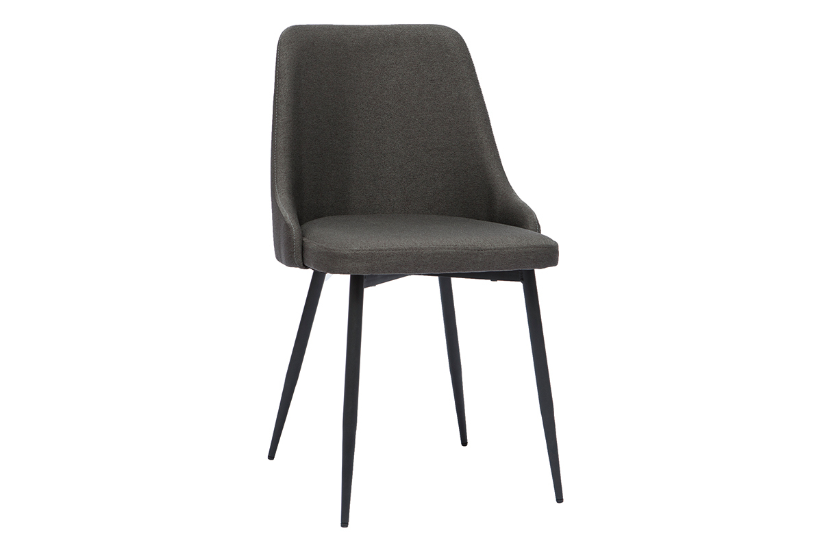 Sedie design tessuto grigio scuro e metallo nero (set di 2) CULT