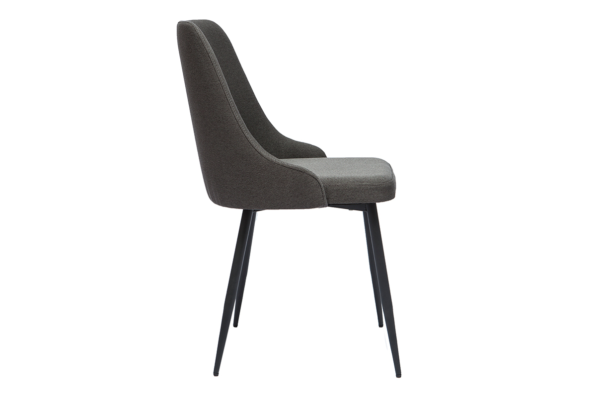 Sedie design tessuto grigio scuro e metallo nero (set di 2) CULT