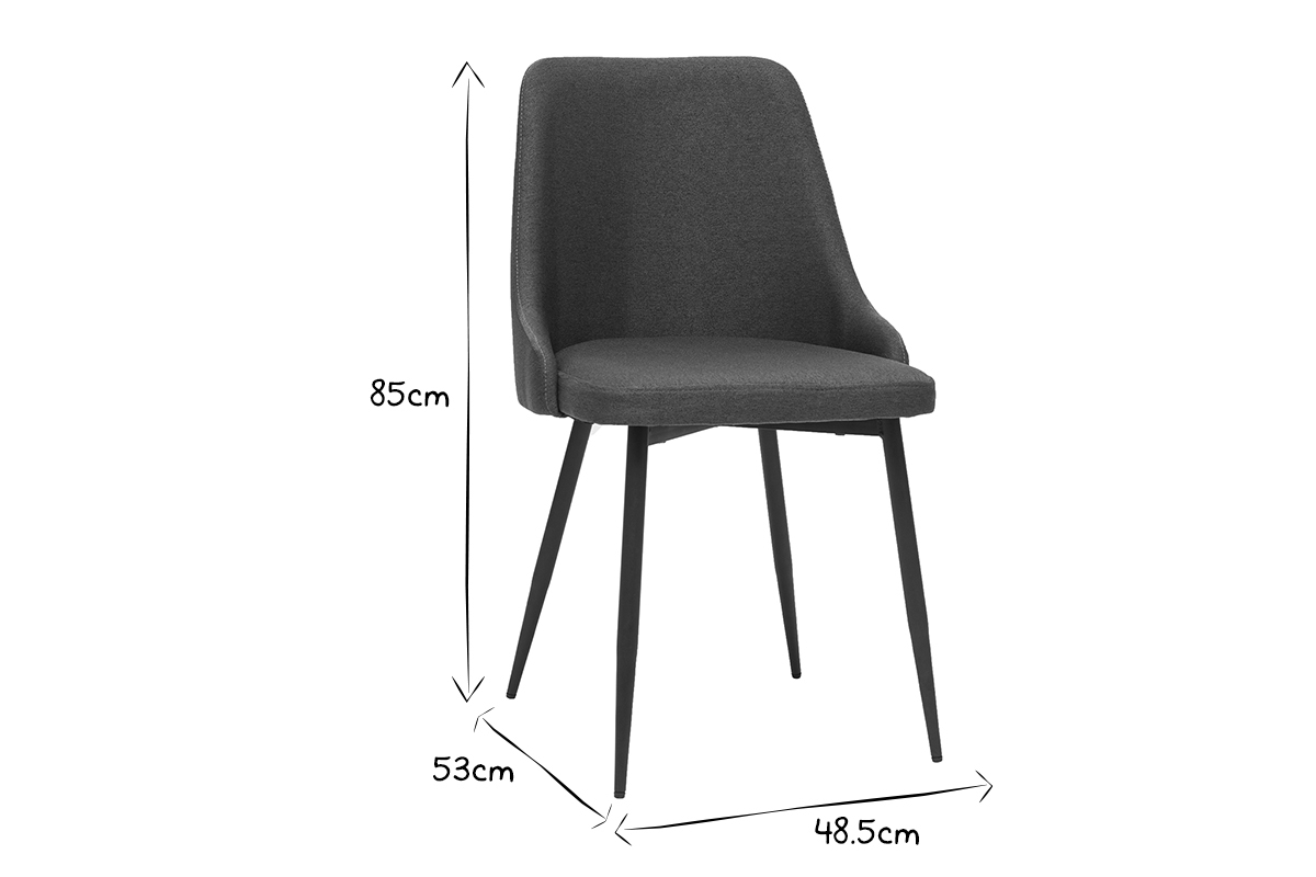 Sedie design tessuto grigio scuro e metallo nero (set di 2) CULT