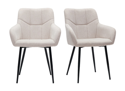 Sedie design trapuntate in tessuto velluto testurizzato beige e metallo nero (set di 2) MONTERO