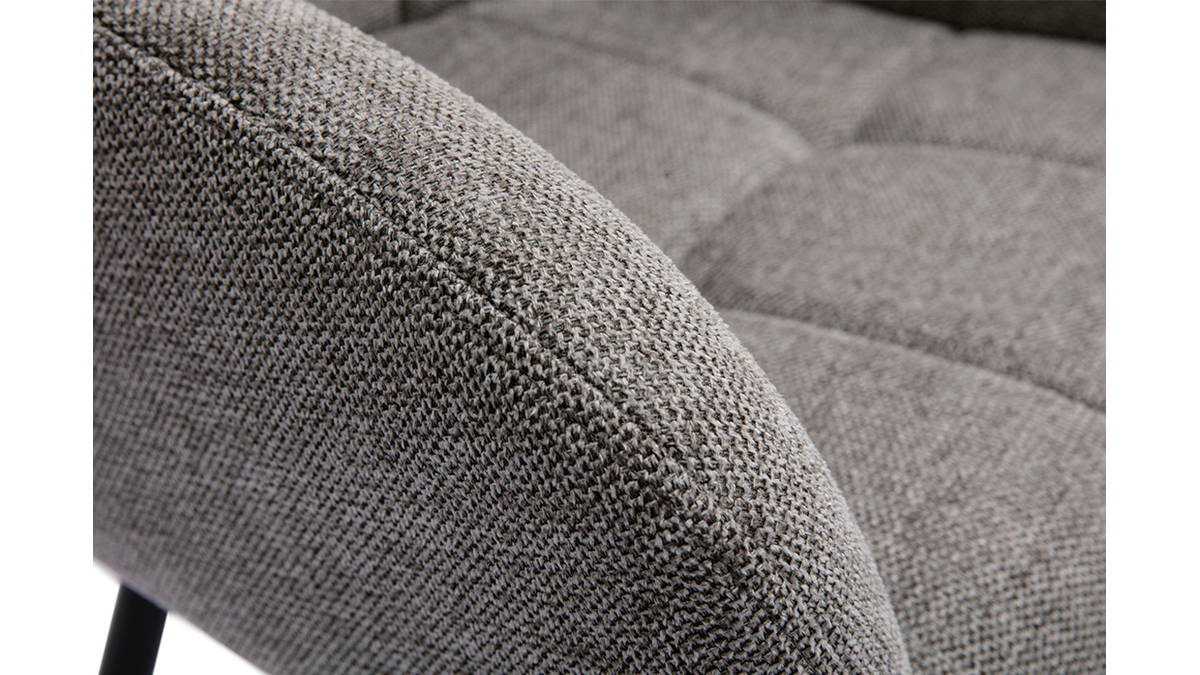 Sedie design trapuntate in tessuto velluto testurizzato grigio e metallo nero (set di 2) MONTERO