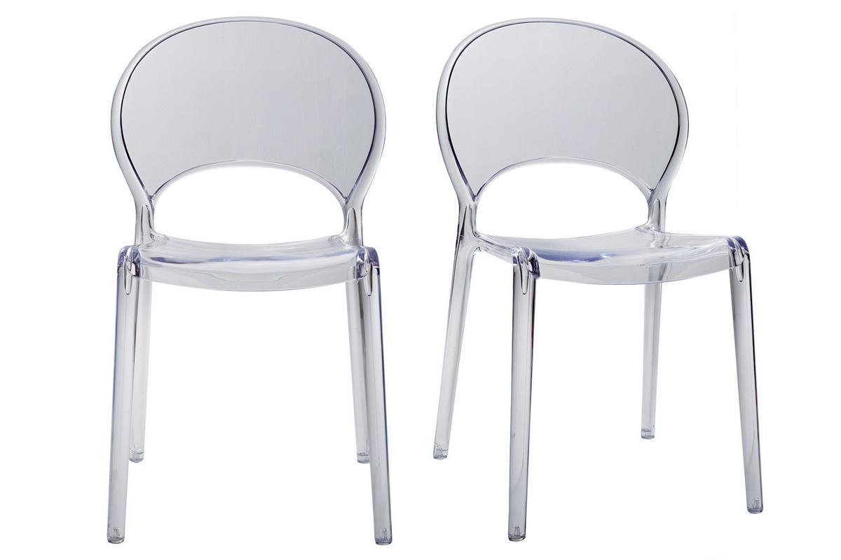 Sedie design trasparenti impilabili bianche interno/esterno (set di 2) YOPAL