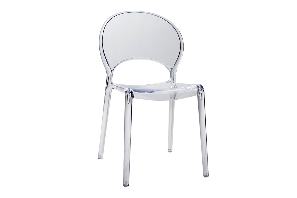 Sedie design trasparenti impilabili bianche interno/esterno (set di 2) YOPAL