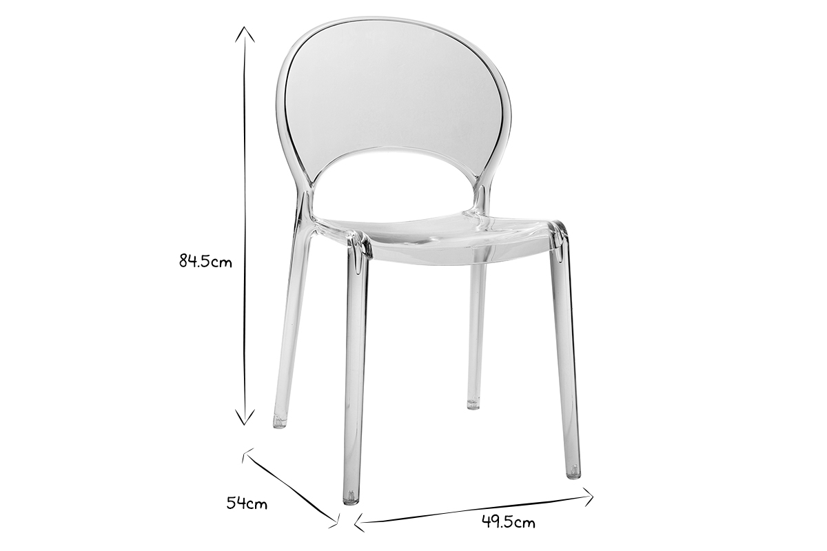 Sedie design trasparenti impilabili bianche interno/esterno (set di 2) YOPAL