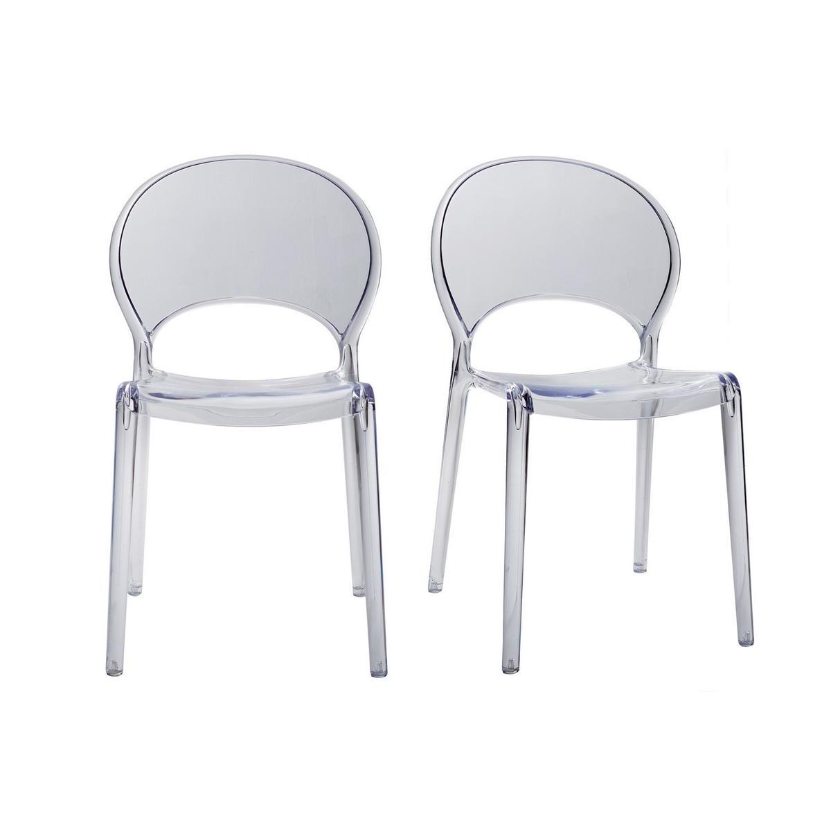 Sedie design trasparenti impilabili bianche interno/esterno (set di 2) YOPAL