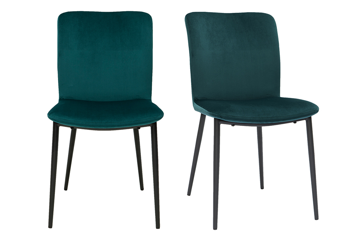 Sedie design velluto blu petrolio (set di 2) FOSTY