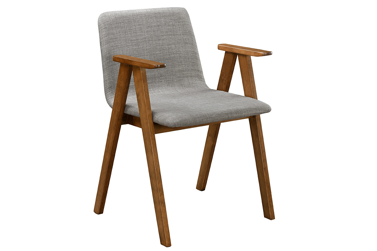Sedie design vintage noce e tessuto grigio gruppo di 2 DANA