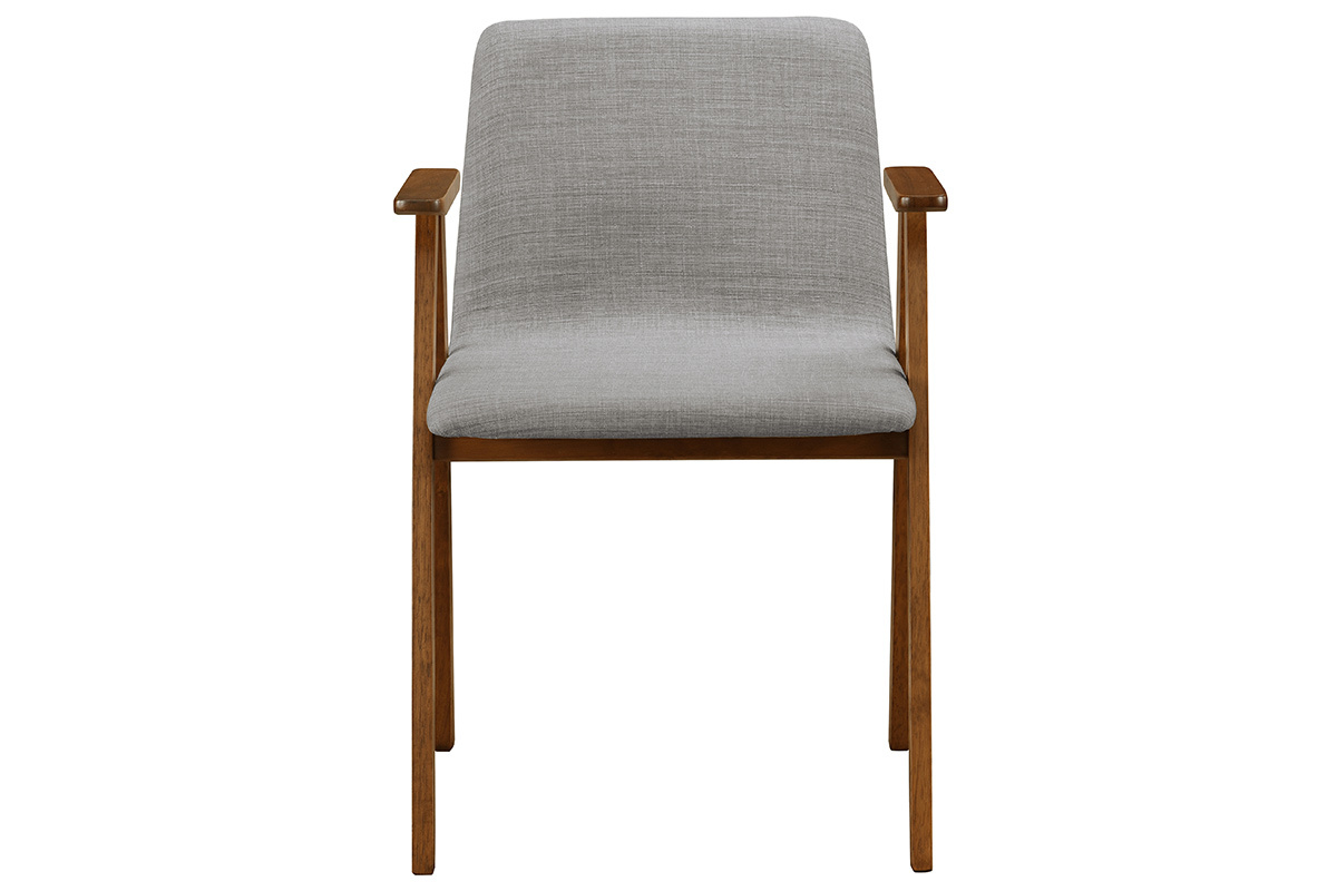 Sedie design vintage noce e tessuto grigio gruppo di 2 DANA