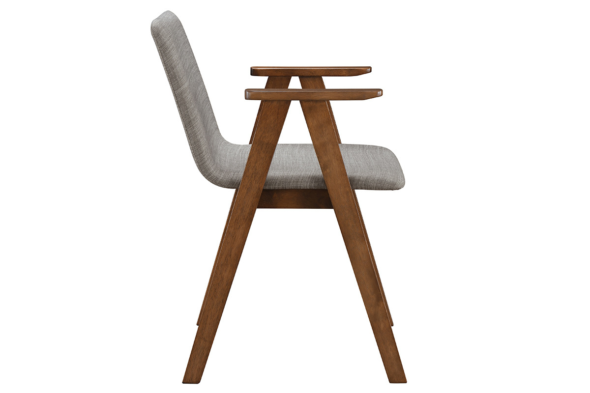 Sedie design vintage noce e tessuto grigio gruppo di 2 DANA