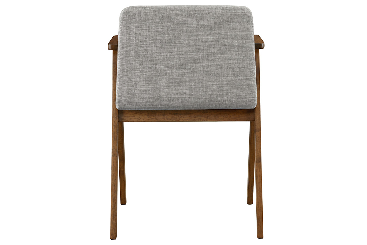Sedie design vintage noce e tessuto grigio gruppo di 2 DANA