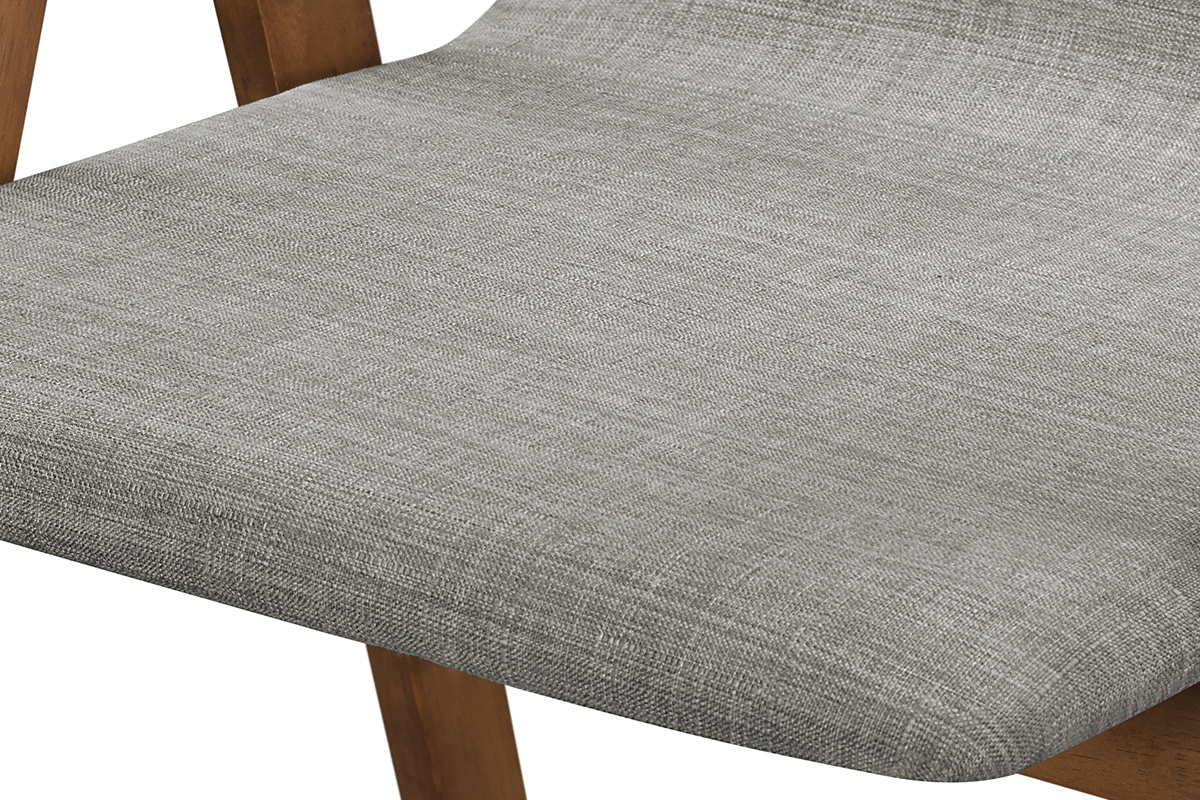 Sedie design vintage noce e tessuto grigio gruppo di 2 DANA