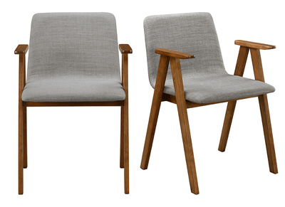 Sedie design vintage noce e tessuto grigio gruppo di 2 DANA
