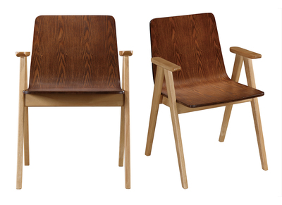 Sedie design vintage quercia e noce gruppo di 2 DANA