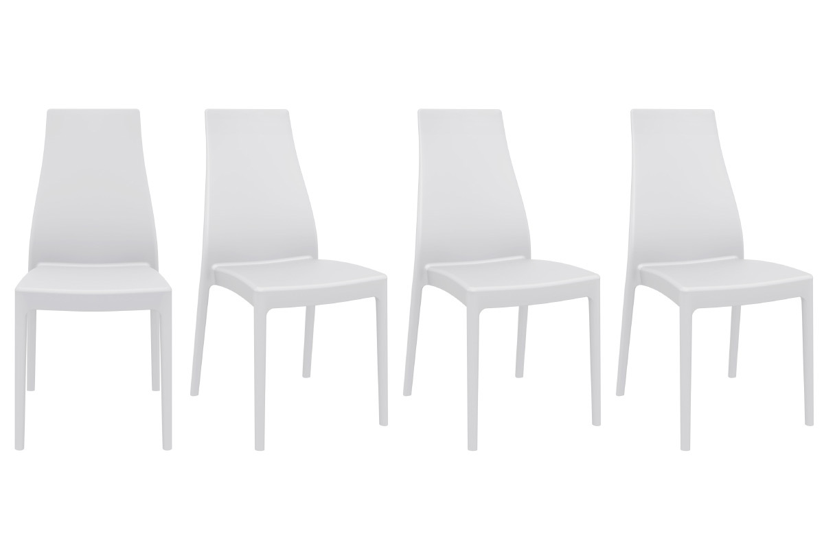 Sedie di design impilabili da interno/esterno bianche (set di 4) CONDOR