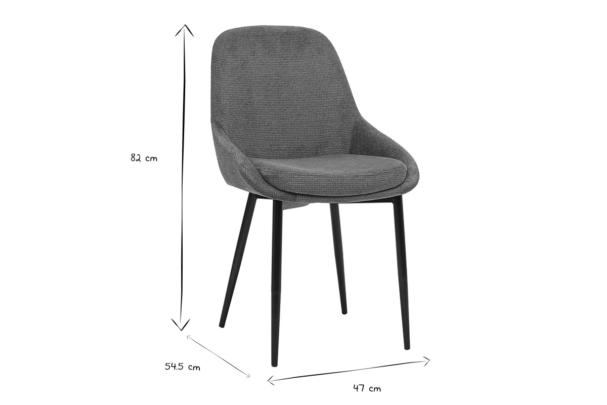 Dimensioni delle sedie HOLO: 82 cm di altezza, 54,5 cm di profondit�, 47 cm di larghezza in bianco e nero.