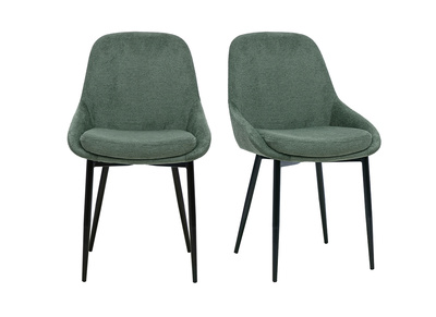 Sedie di design in tessuto ciniglia verde kaki e metallo nero (lotto di 2) HOLO