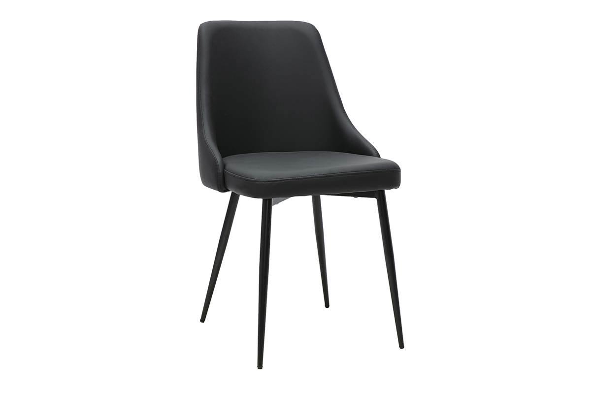Sedia di design nera CULT vista in 3/4 con base affusolata in metallo