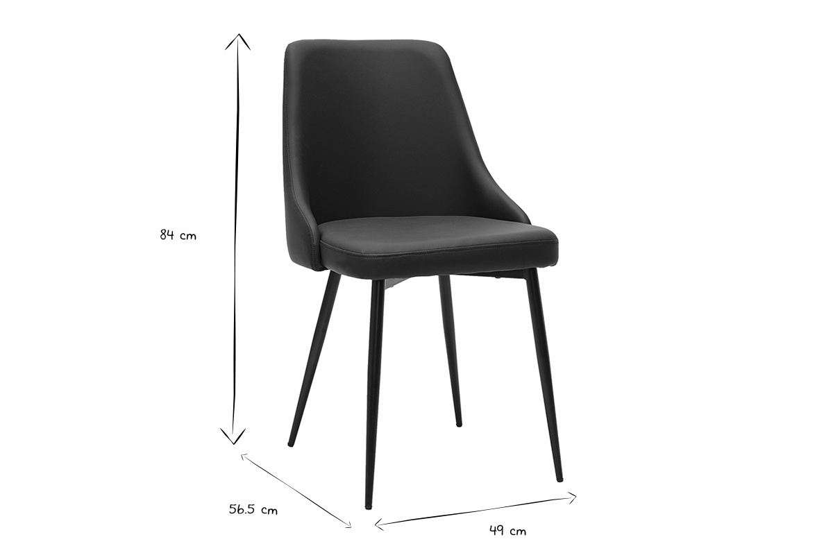 Dimensioni delle sedie di design nere CULT: 84 cm di altezza, 56,5 cm di profondit�, 49 cm di larghezza in bianco e nero.