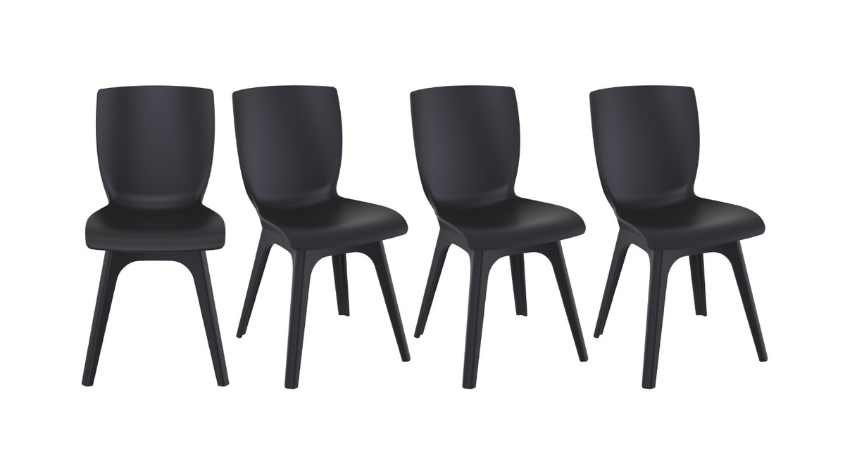 Sedie di design nere da interno/esterno (set di 4) SWAN