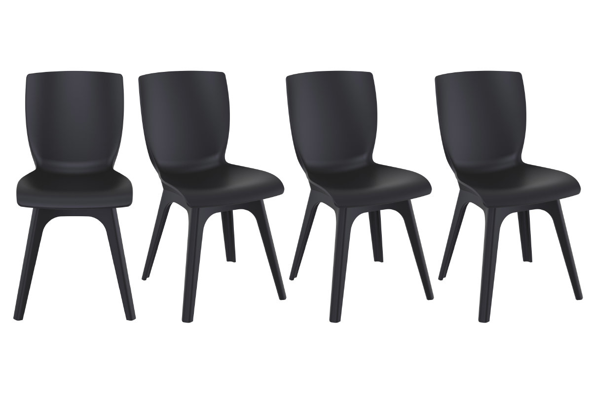 Sedie di design nere da interno/esterno (set di 4) SWAN