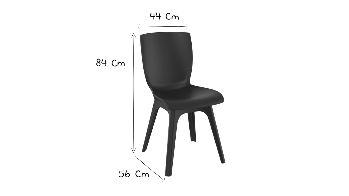 Sedie di design nere da interno/esterno (set di 4) SWAN