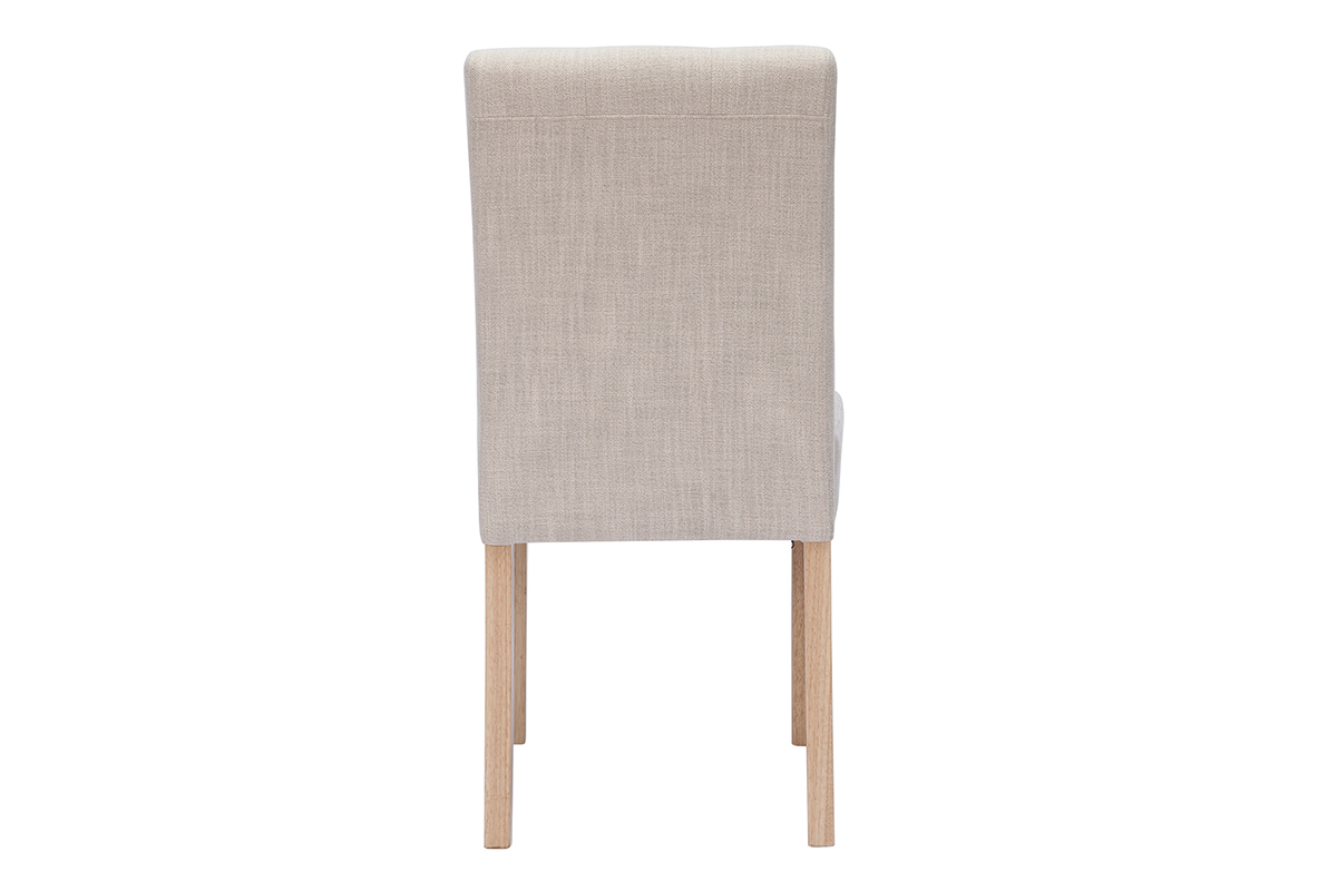 Sedie imbottite in tessuto beige naturale e legno (set di 2) ESTER
