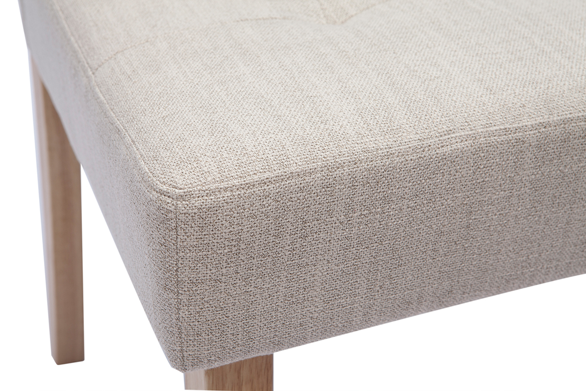 Sedie imbottite in tessuto beige naturale e legno (set di 2) ESTER