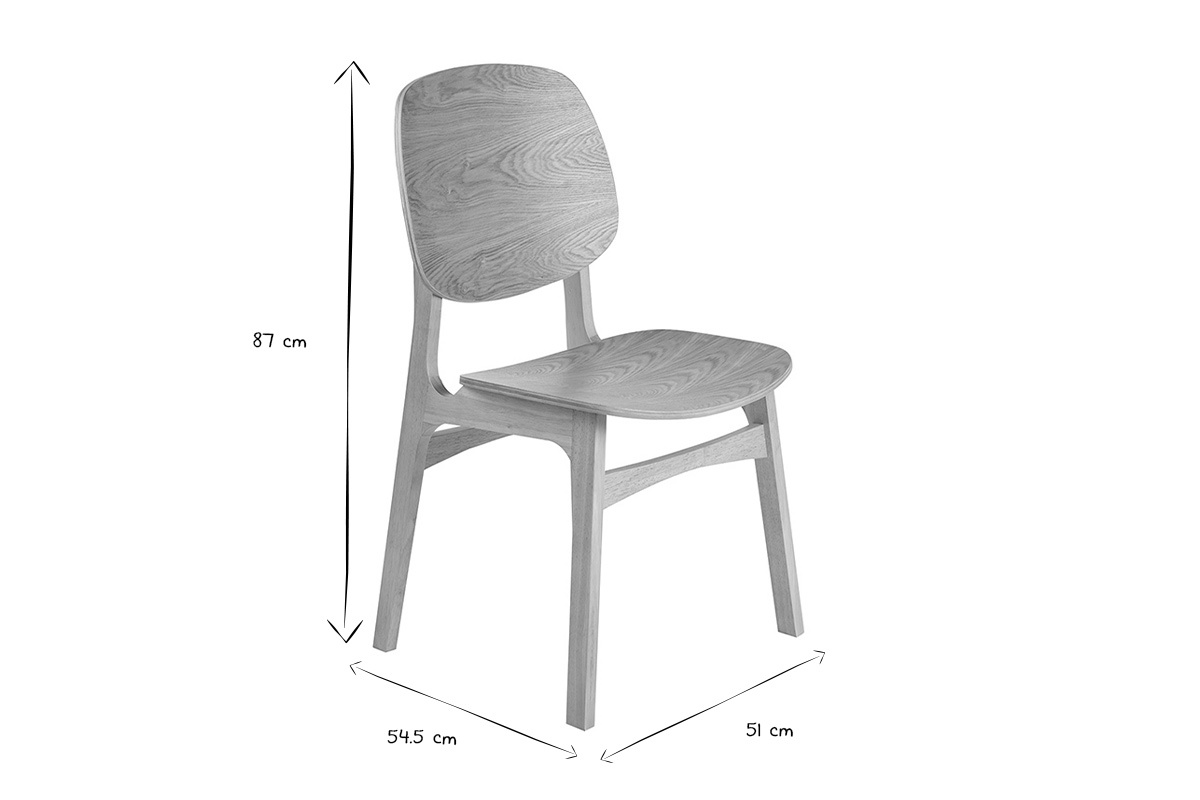 Dimensioni della sedia SOQUETTE in bianco e nero: 87 cm di altezza, seduta di 51 cm e profondit� di 54,5 cm.