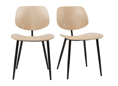 Sedie in legno chiaro e metallo nero (set di 2) TOBIAS